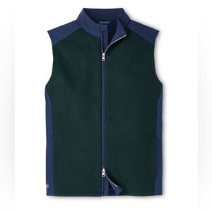 Peter Millar Lacinato Green Cambridge Wool Vest MF24ZX34 Full-Zip Navy Blue